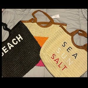 XL Straw Beach Bag NWT. All 3 bags $22
